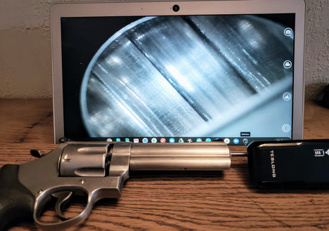 Borescope inspecting the barrel of a Smith & Wesson M629 .44 Magnum