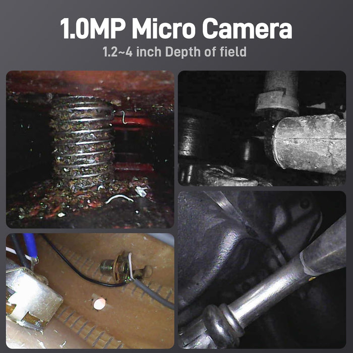 1.0 MP camera inspection views with 1.2 to 4 inch depth of field