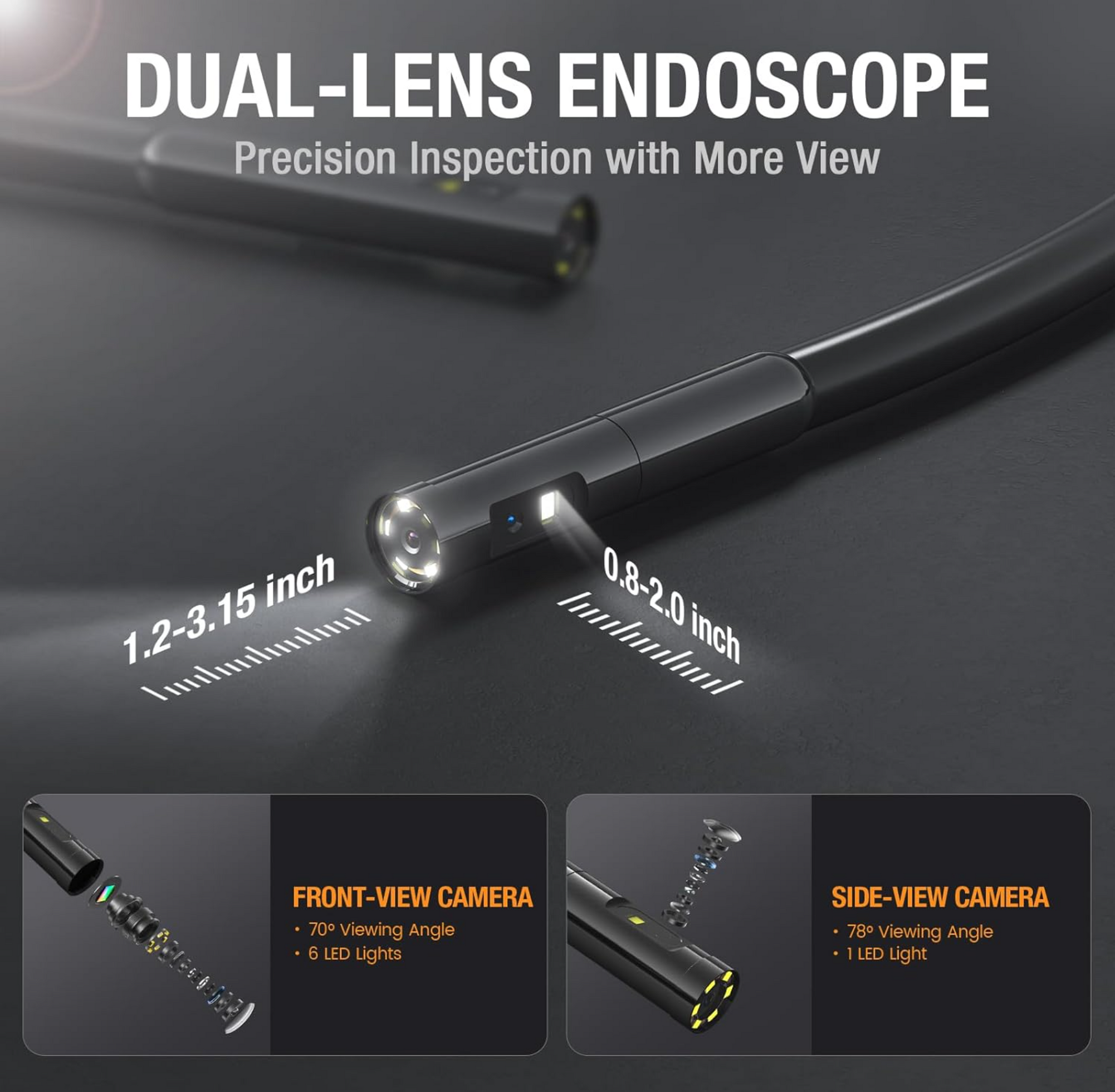 4.3-Inch HD Dual Lens Inspection Camera — Teslong