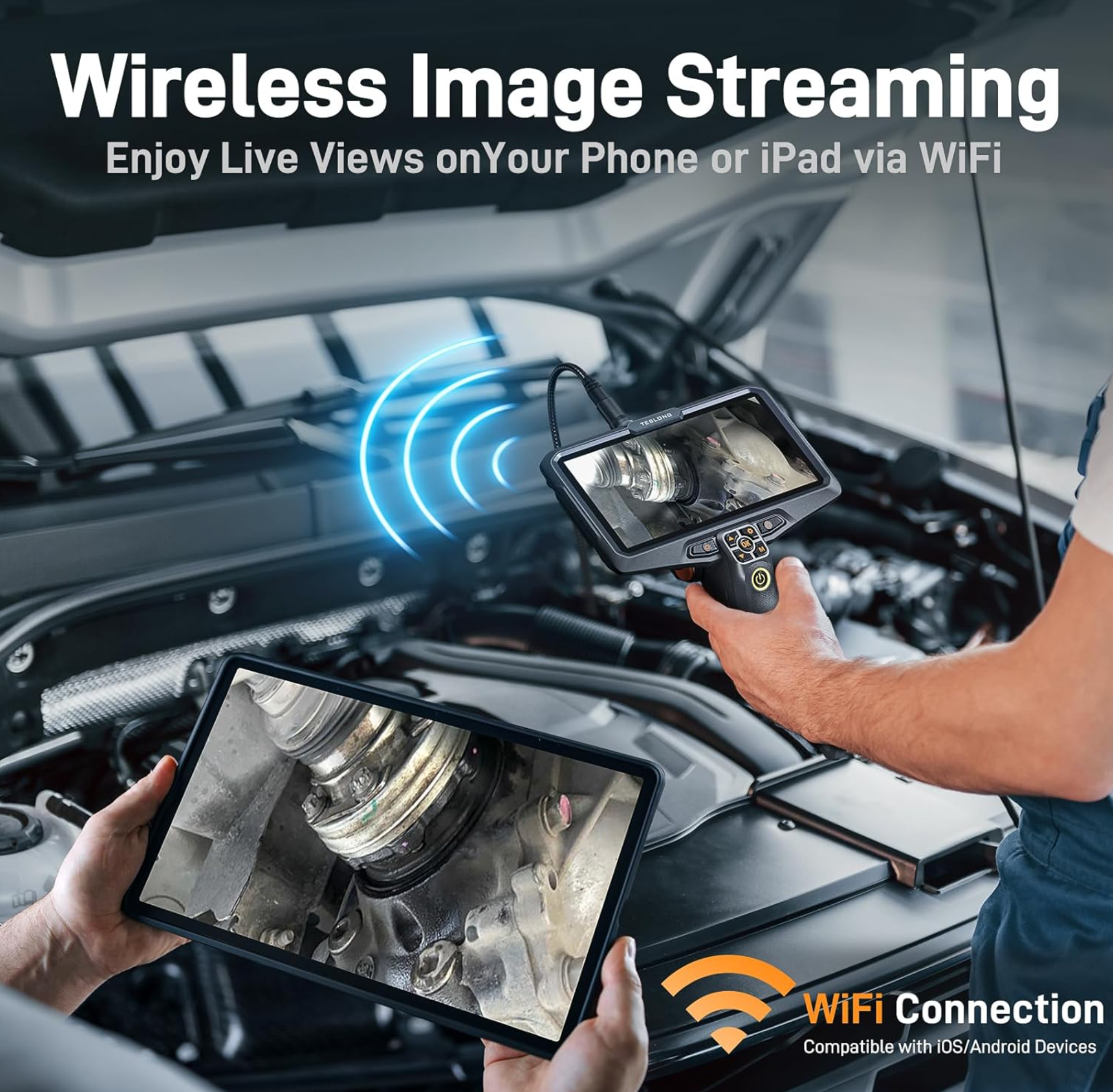 Rotating Lens Inspection Camera, 6-Inch HD Screen — Teslong