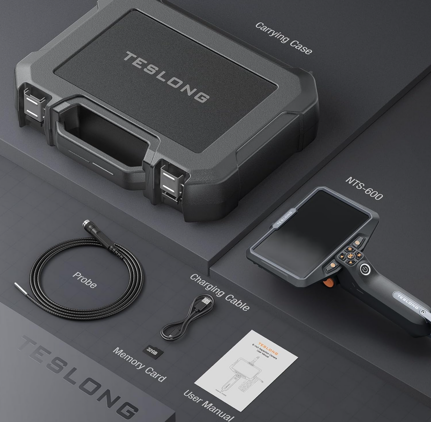 Rotating Lens Inspection Camera, 6-Inch HD Screen — Teslong