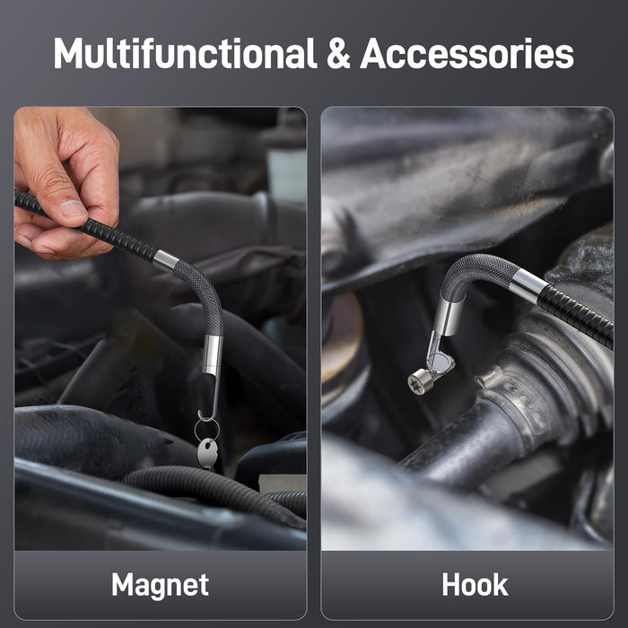 Hook and magnet accessories fitted to the TD300 camera probe