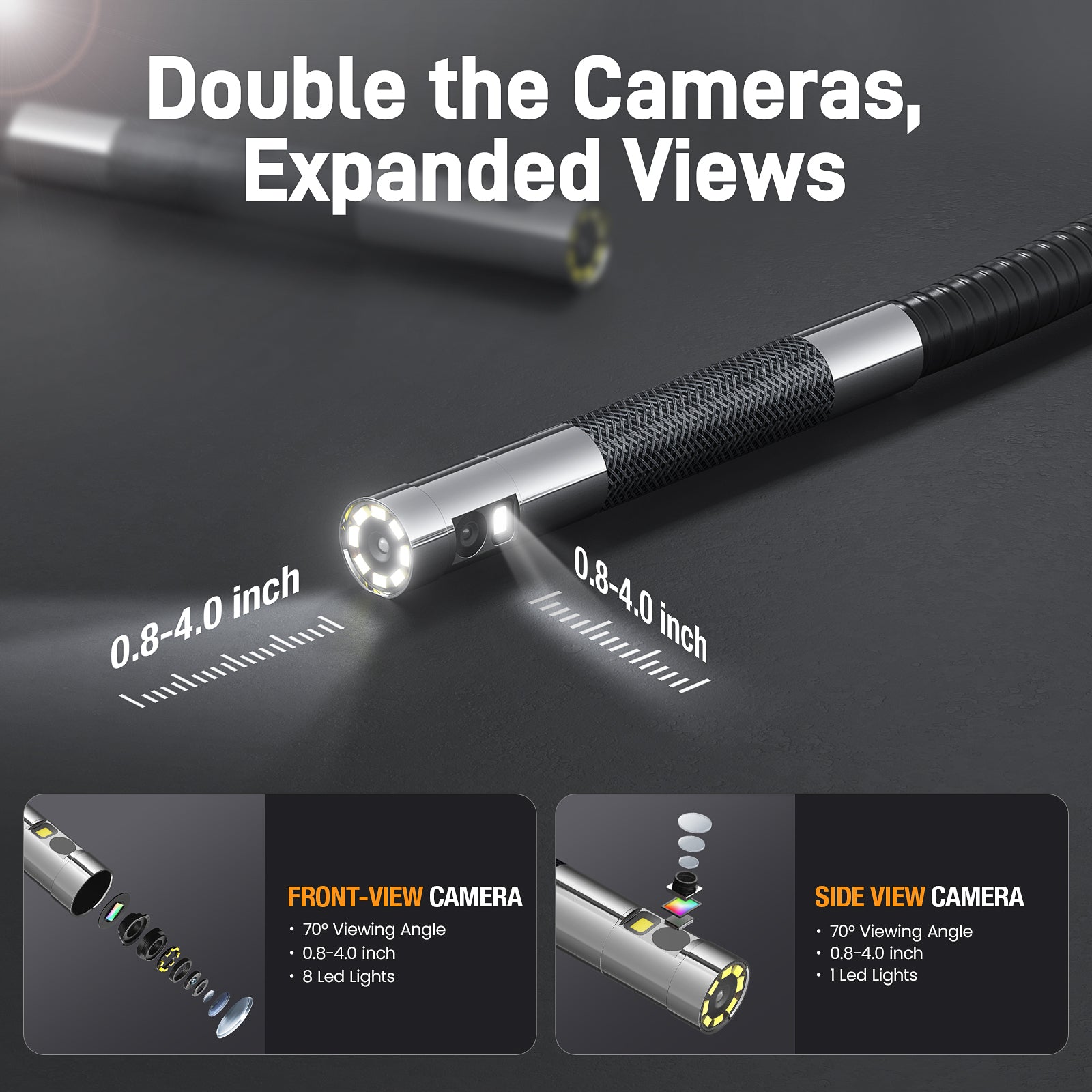 Front and side views at the tip