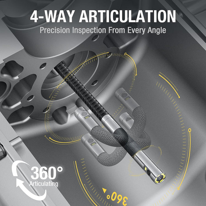 TF550 dual-lens probe demonstrating 360-degree four-way articulation