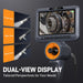 TF550 front side and dual camera views shown on the 5-inch display