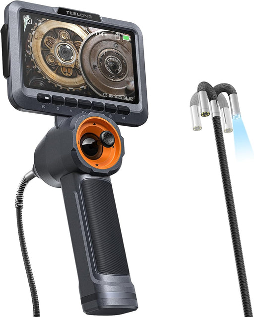 Teslong TF550 four-way articulating borescope with 5-inch display and 6.5 mm probe