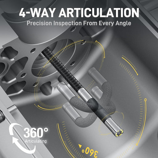 TF550 borescope probe demonstrating 360-degree four-way articulation