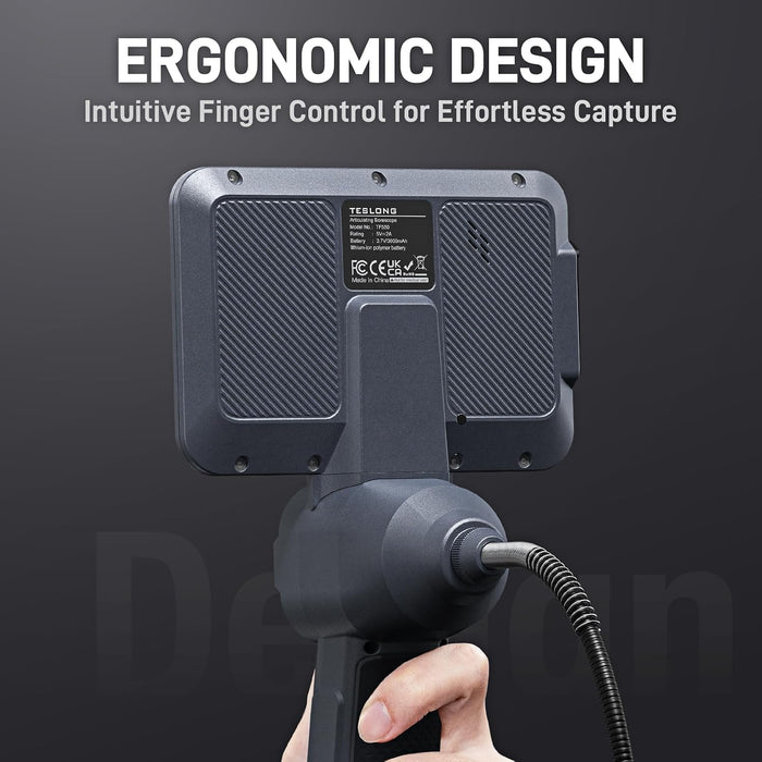 Rear view of the TF550 ergonomic handheld inspection camera