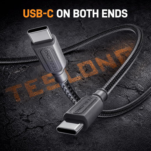 USB-C connectors on both ends of the Teslong charging cable