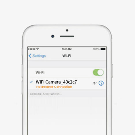 Mobile phone screen showing Wi-Fi settings with 'WIFI Cam_******' network selected