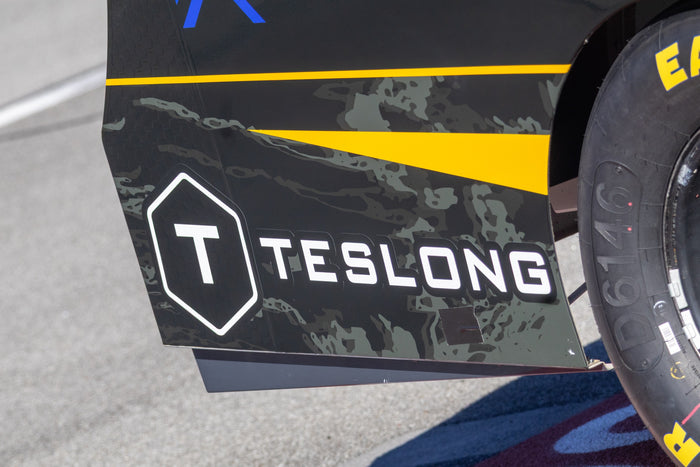 Close view of the Teslong logo beside the rear wheel · Photo: LyleOnTrack