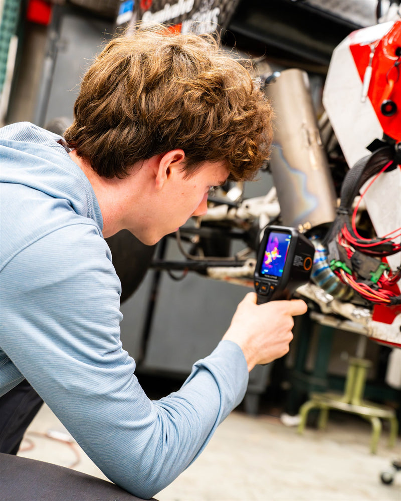 Hands-on thermal inspection beside vehicle components