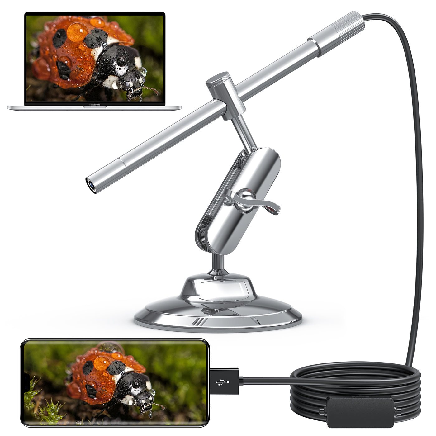 MS100 Portable USB Microscope: Handheld Digital Microscope Camera with ...