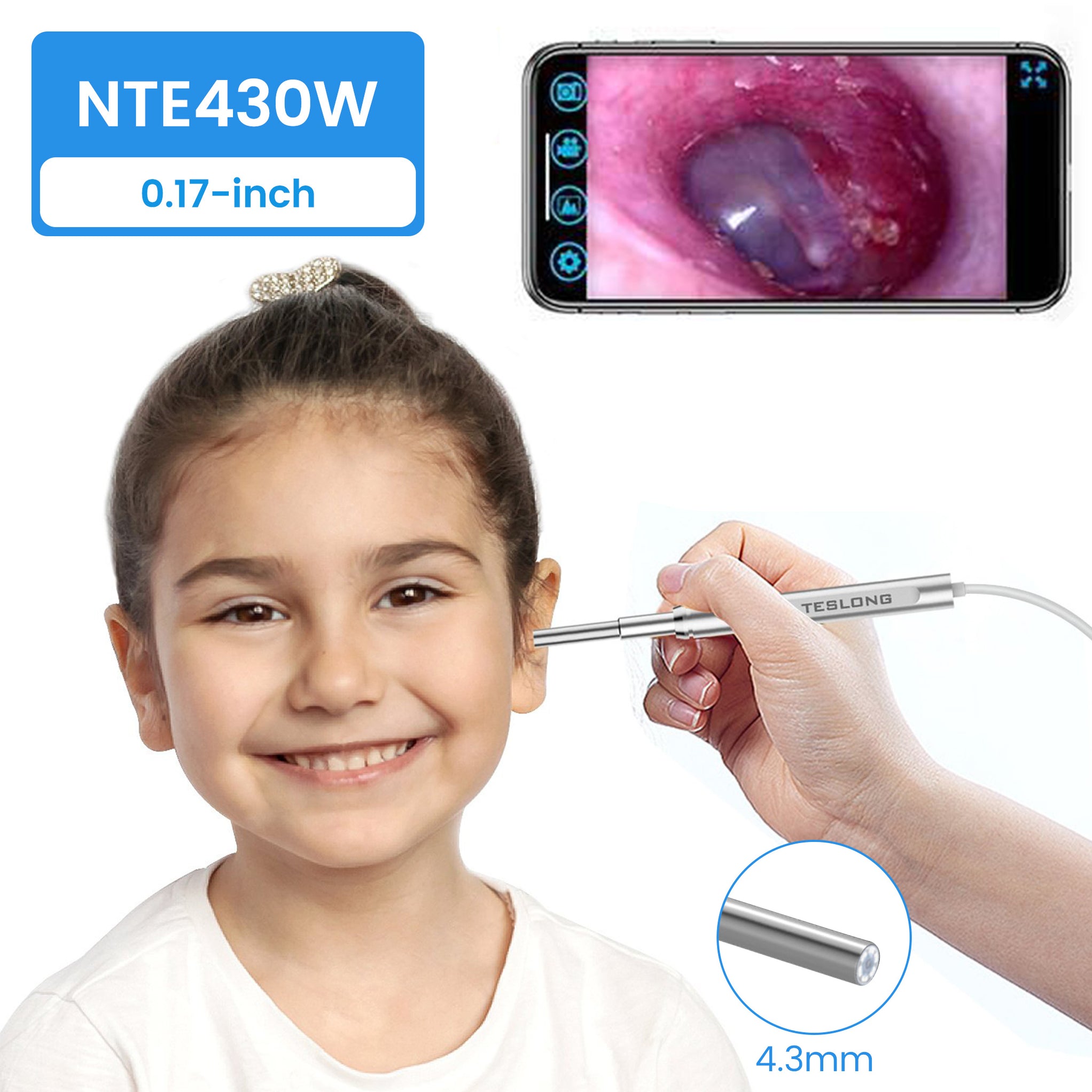 NTE390W/430W Otoscope for iPhone & Android Digital WiFi Otoscope Teslong