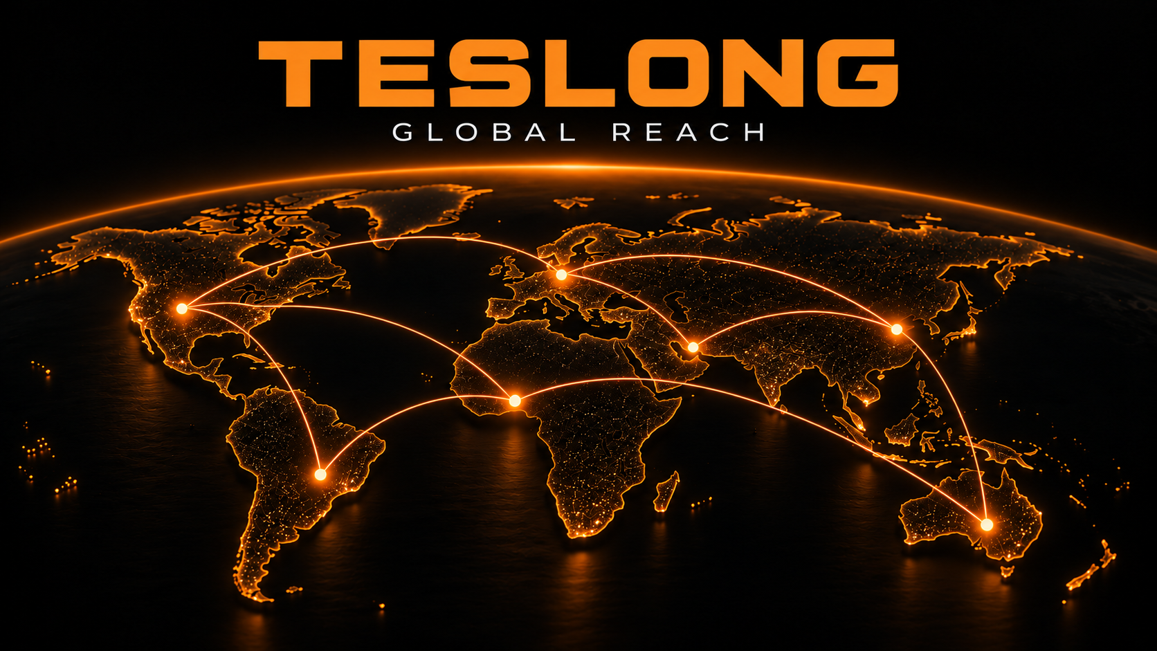Teslong Global Reach illustration in black and orange